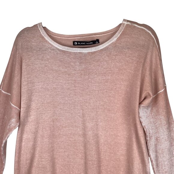 Blanc Noir Womens Boyfriend Sweater Size Large Pink Long Sleeve 100% Cotton - Picture 2 of 10